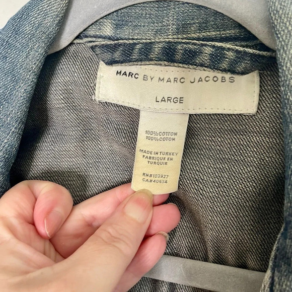 Marc by Marc Jacobs military strip Denim Jacket. Size Large - Picture 4 of 10